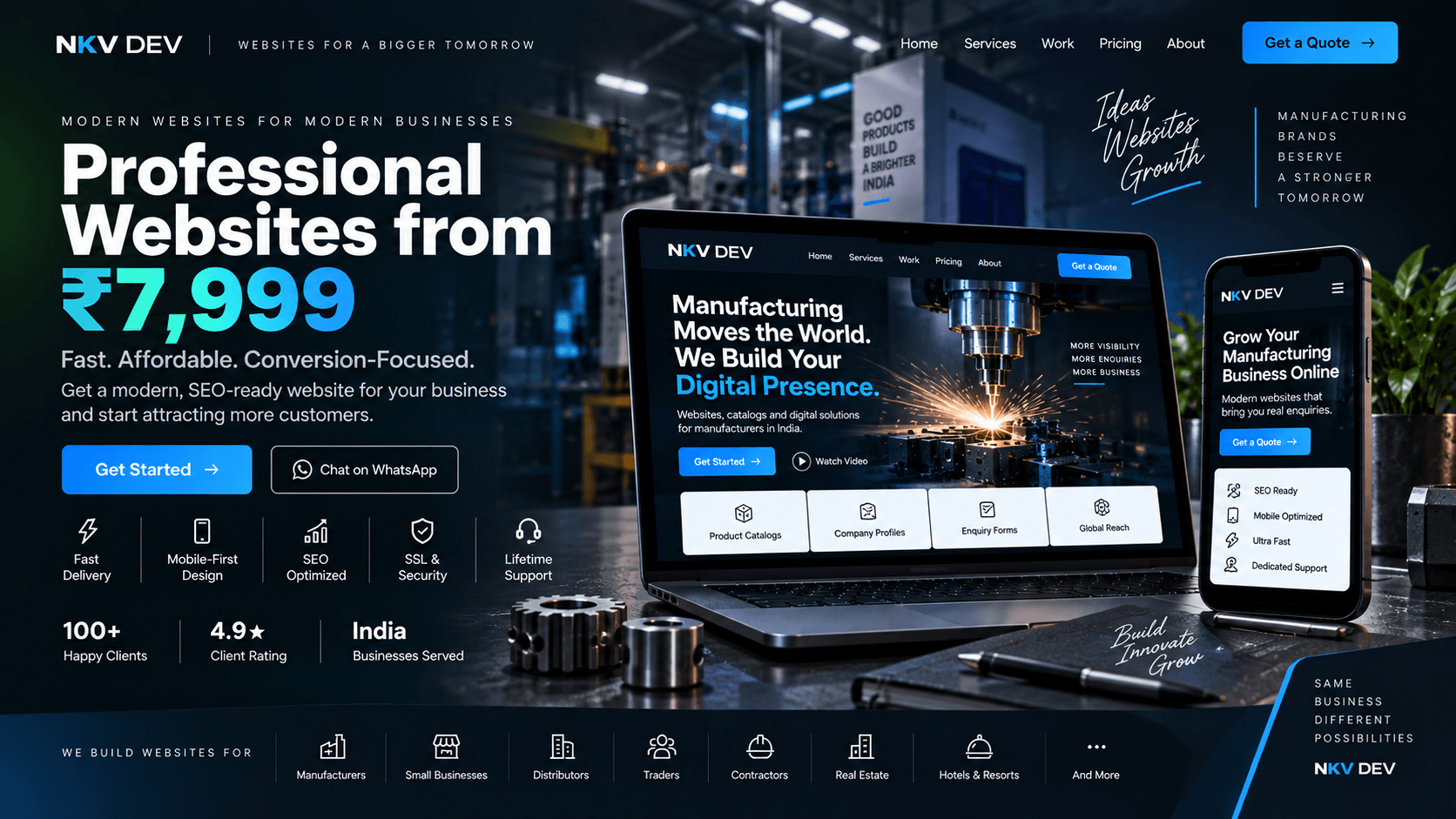 Screenshot of the NKV DEV WORKS portfolio website
