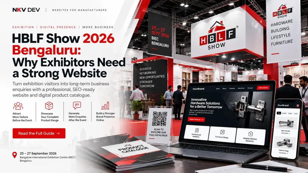 Exhibitor website on a phone at a trade show booth with a product catalogue
