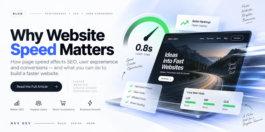 Illustration of faster websites and brighter online growth for a business